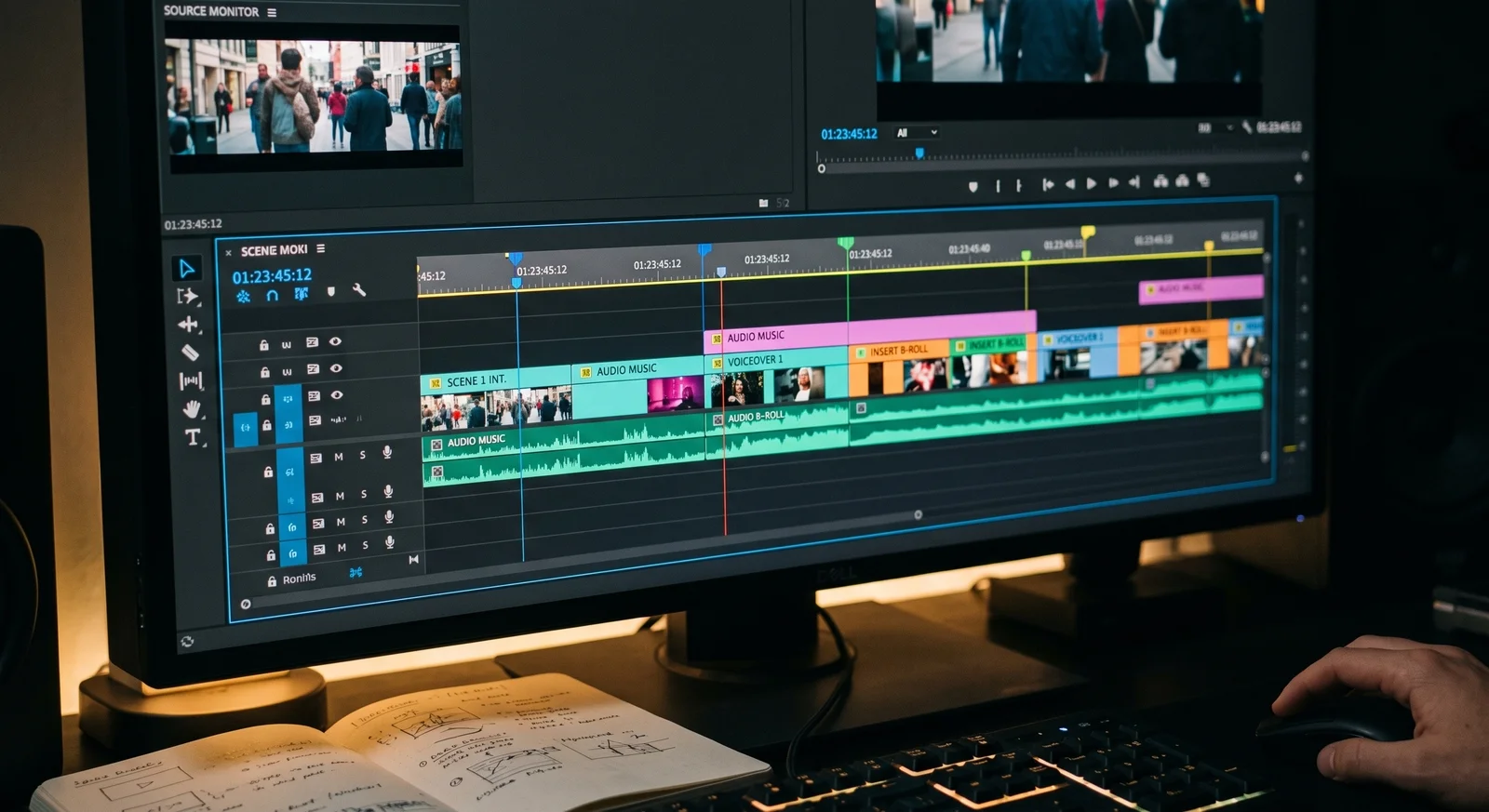 interface de montage vidéo sur ordinateur